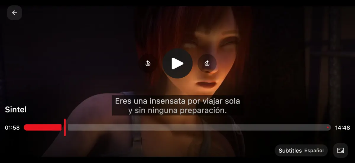Player showing subtitles