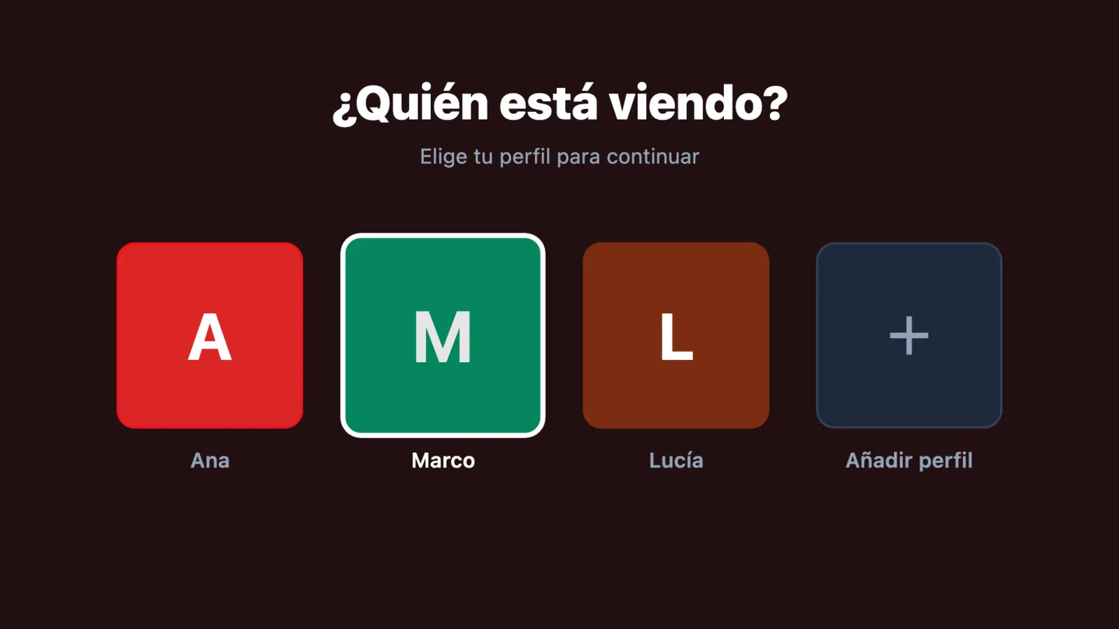 Selector de perfiles «¿Quién está viendo?» en la TV
